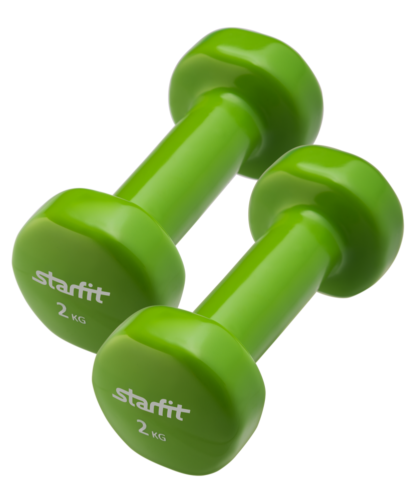 Гантель виниловая Starfit DB-101 2 кг, зеленый, 2 шт