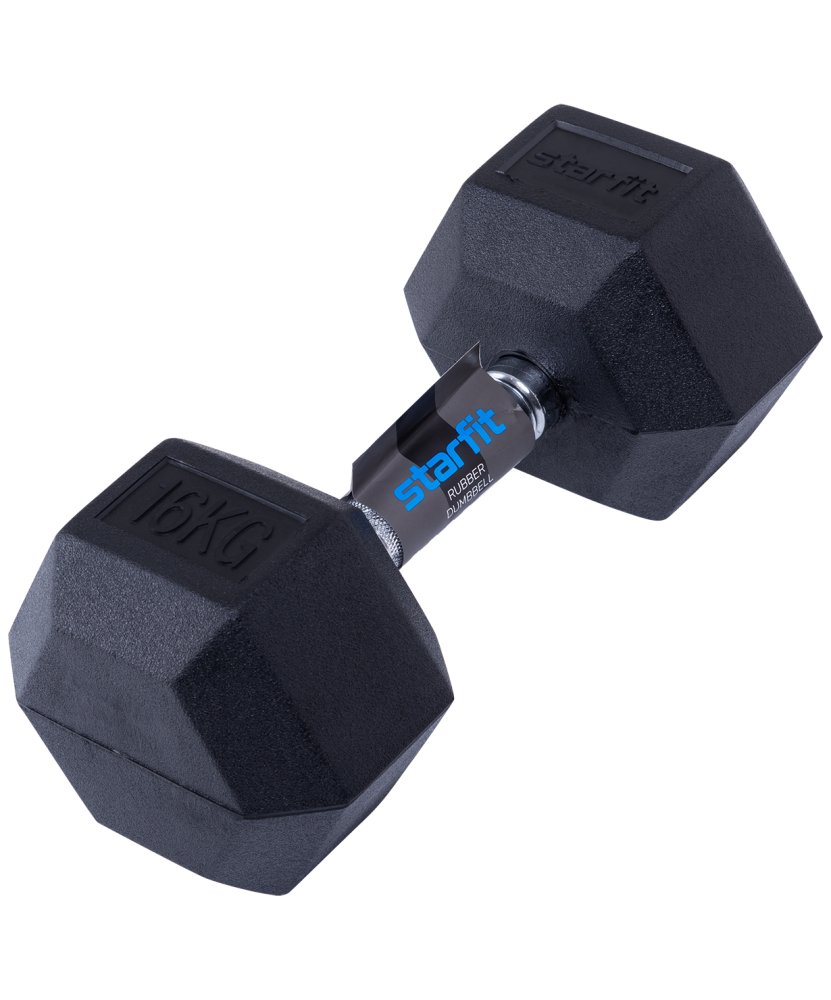 Гантель обрезиненная Starfit DB-301 16 кг, черная