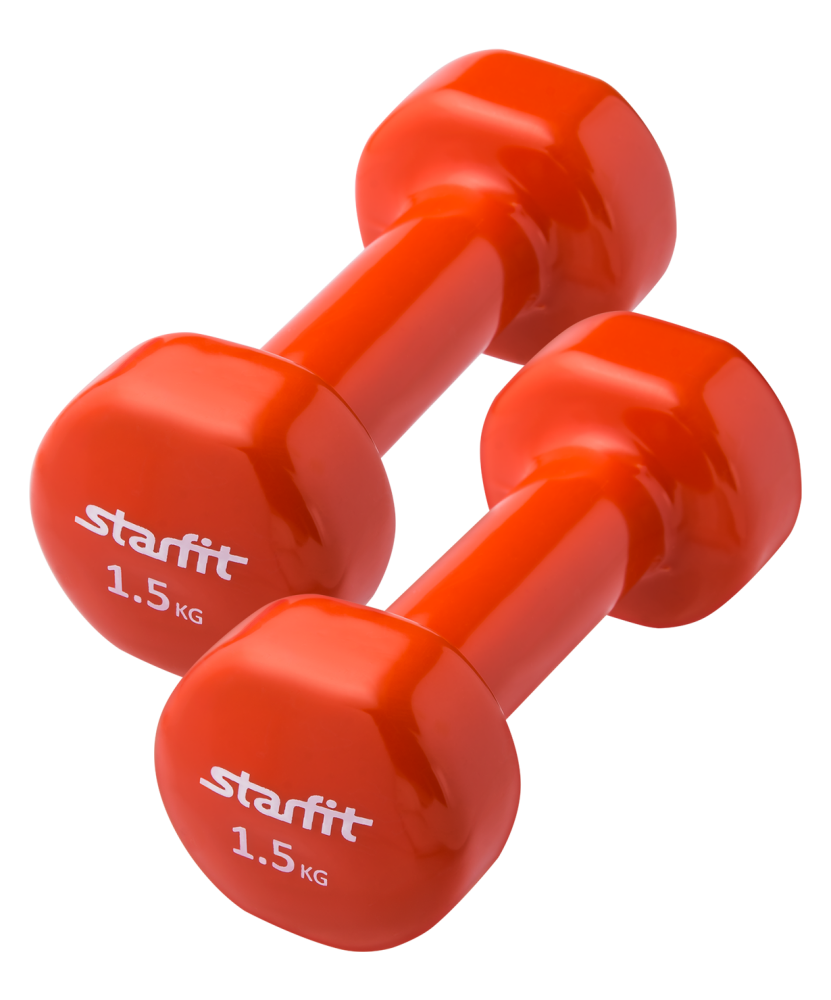 Гантель виниловая Starfit DB-101 1,5 кг, оранжевый, 2 шт