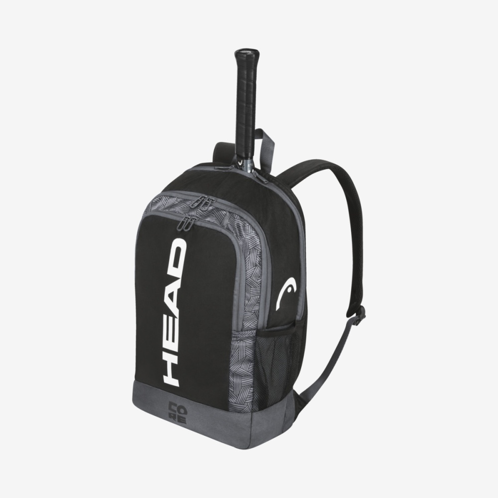 Рюкзак спорт. "HEAD CORE Backpack" арт.283421(BKWH), с карманом под 1 тен.ракетку, черно-серый