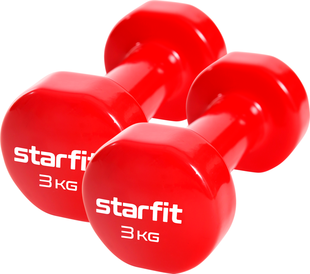 Гантель виниловая Starfit Core DB-101 3 кг, красный, 2 шт