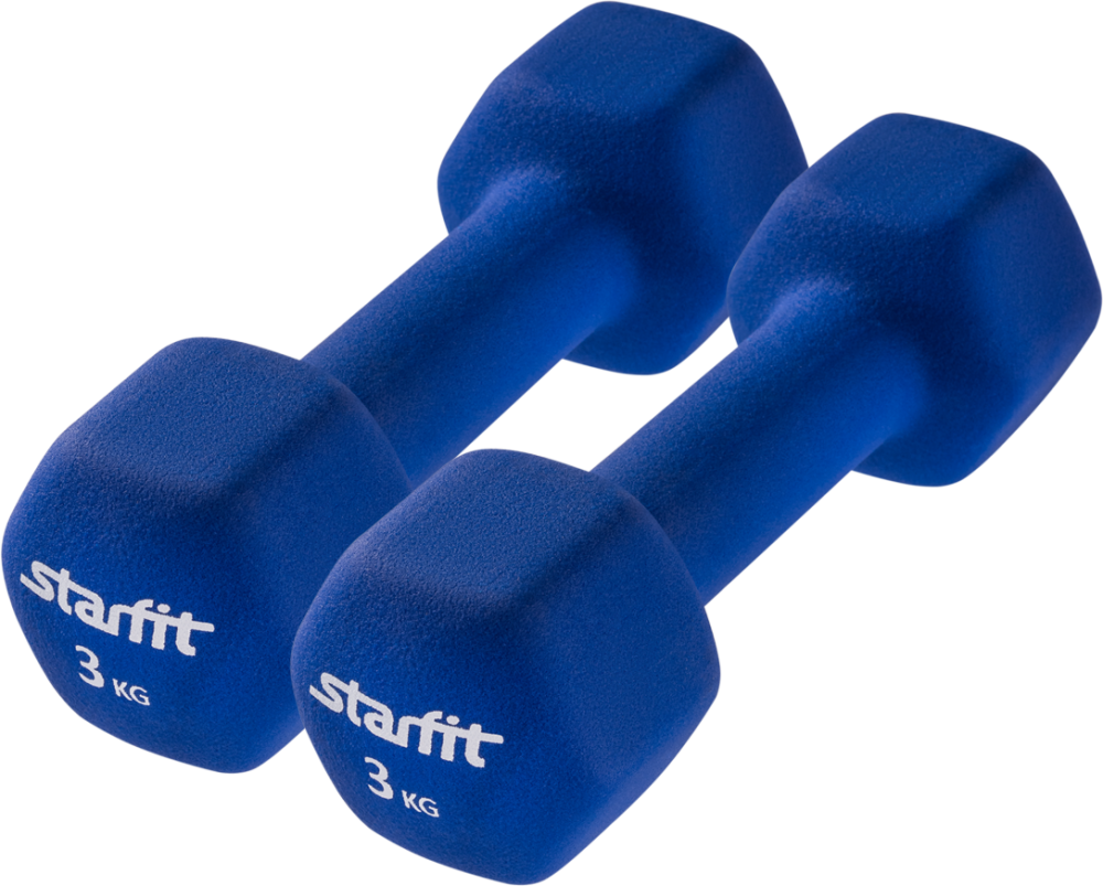 Гантель неопреновая Starfit DB-201 3 кг, синий, 2 шт