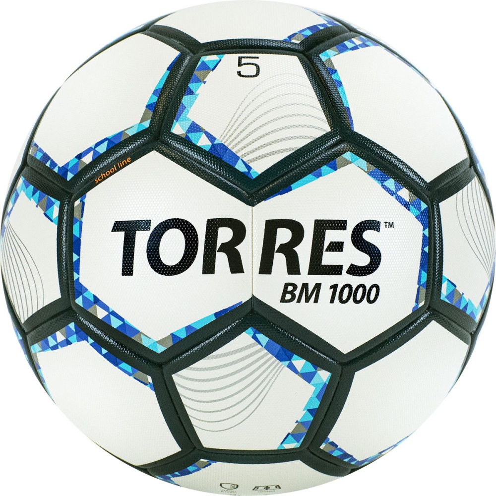 Футбольный мяч Torres BM1000 5 арт.F320625 (размер № 5, Белый,  Сине-серебристый) в Москве и Санкт-Петербурге. Доставка по всей России.