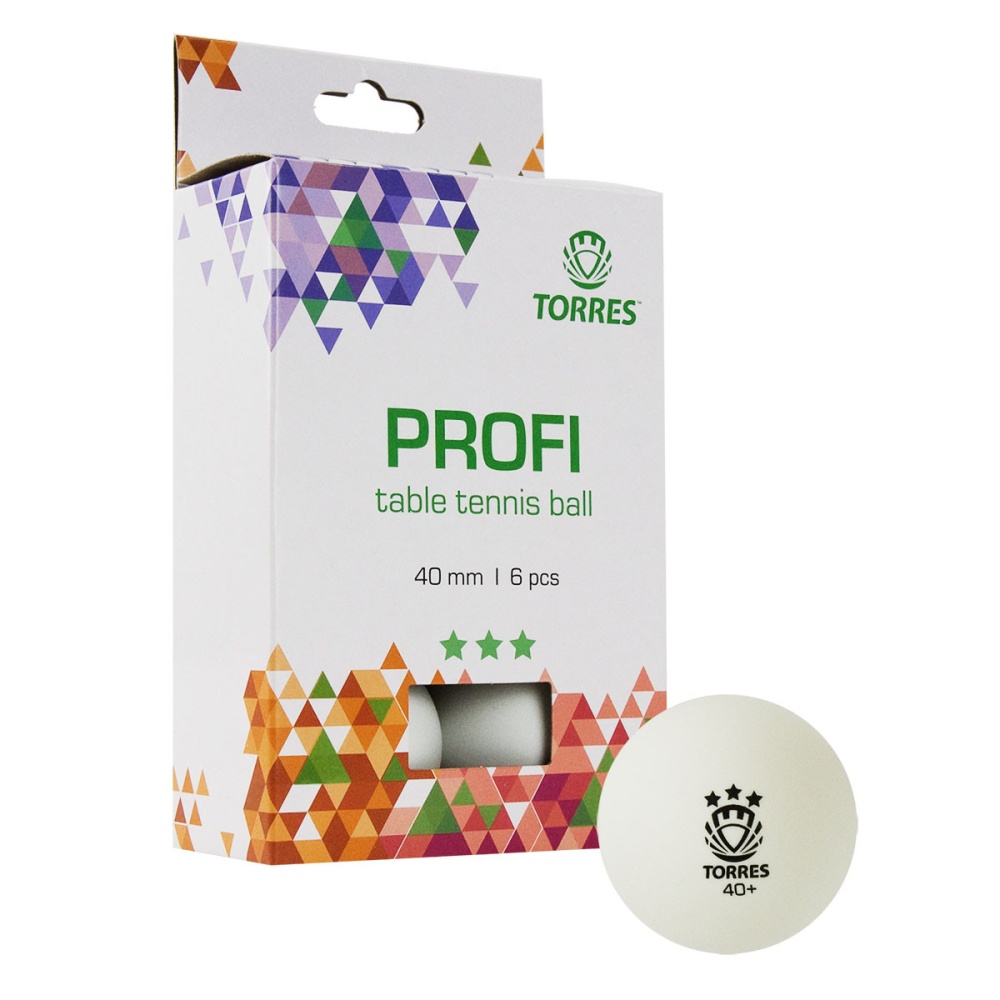 Мяч для настольного тенниса Torres PROFI 3*** TT21012 (6 шт.)