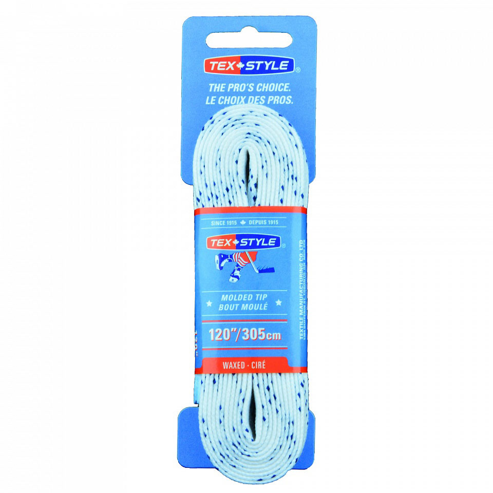 Шнурки для коньков Texstyle DOUBLE BLUE LINE WAXED 1510MT-WH-305