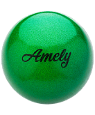 Мяч для художественной гимнастики Amely AGB-103 15 см, зеленый, с насыщенными блестками