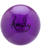 Мяч для художественной гимнастики Amely AGB-303 19 см, фиолетовый, с насыщенными блестками