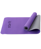 Коврик для йоги и фитнеса Starfit FM-201, TPE, 173x61x0,5 см, фиолетовый/серый