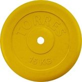 Torres (PL504215) Диск обрезиненный 15кг желтый