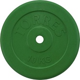 Torres (PL504110) Диск обрезиненный 10кг зеленый