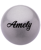 Мяч для художественной гимнастики Amely AGB-102, 15 см, серый, с блестками