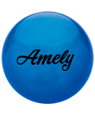 Мяч для художественной гимнастики Amely AGB-101, 15 см, синий, с блестками