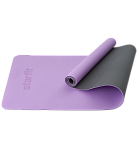 Коврик для йоги и фитнеса Starfit FM-201, TPE, 183x61x0,6 см, фиолетовый пастель/серый
