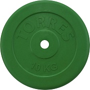Torres (PL504110) Диск обрезиненный 10кг зеленый